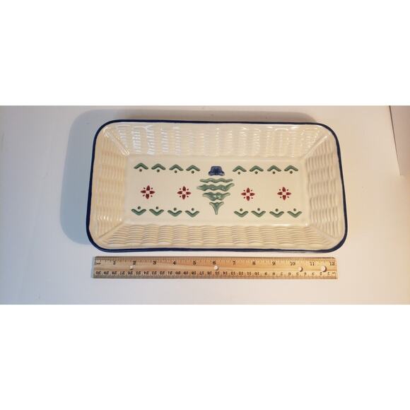 Pfaltzgraff Nordic Christmas Basketweave Bread Platter 12" Holiday Stoneware - Picture 10 of 12